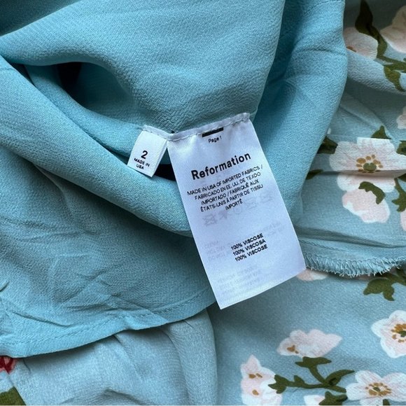 Reformation Enya Blue Floral Midi Dress Size 2 EUC - Picture 7 of 7
